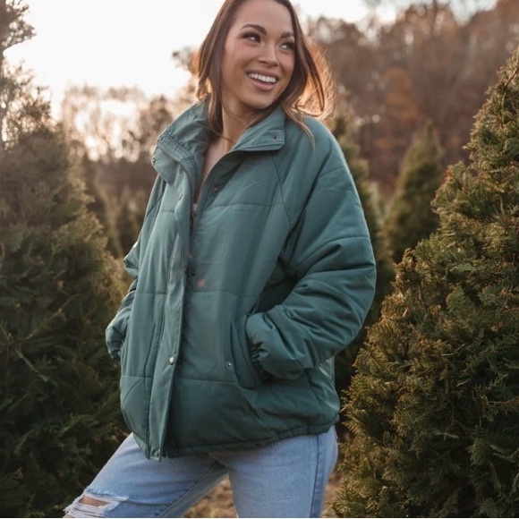 The Post Jackets & Blazers - The Post Teal Puffer Jacket